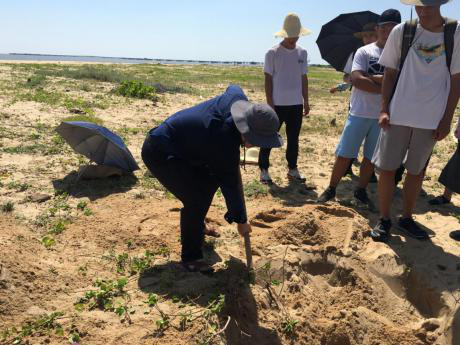 吴加学老师示范挖沙