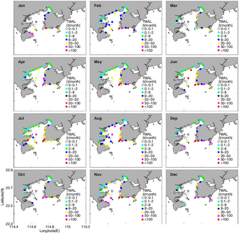 大亚湾不同区域DIN剩余海洋环境容量的空间分布